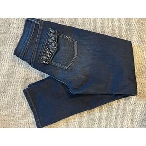 White House‎ Black Market Womens 2 Noir Jeans Embellished Pockets Straight Leg